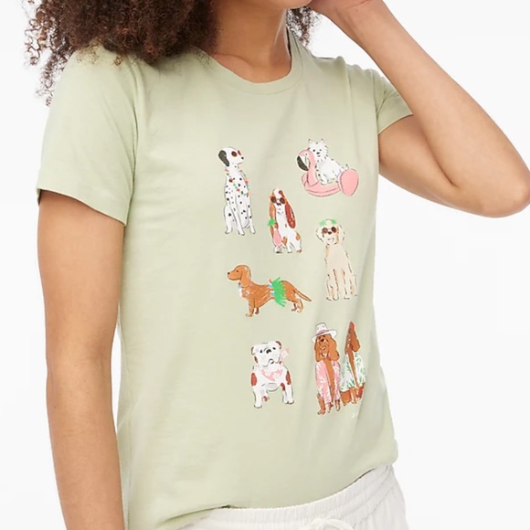Dog Graphic Puppy Boho Modern Classy Preppy Cute Chic Summer Beach Tee Shirt Top - Picture 3 of 9